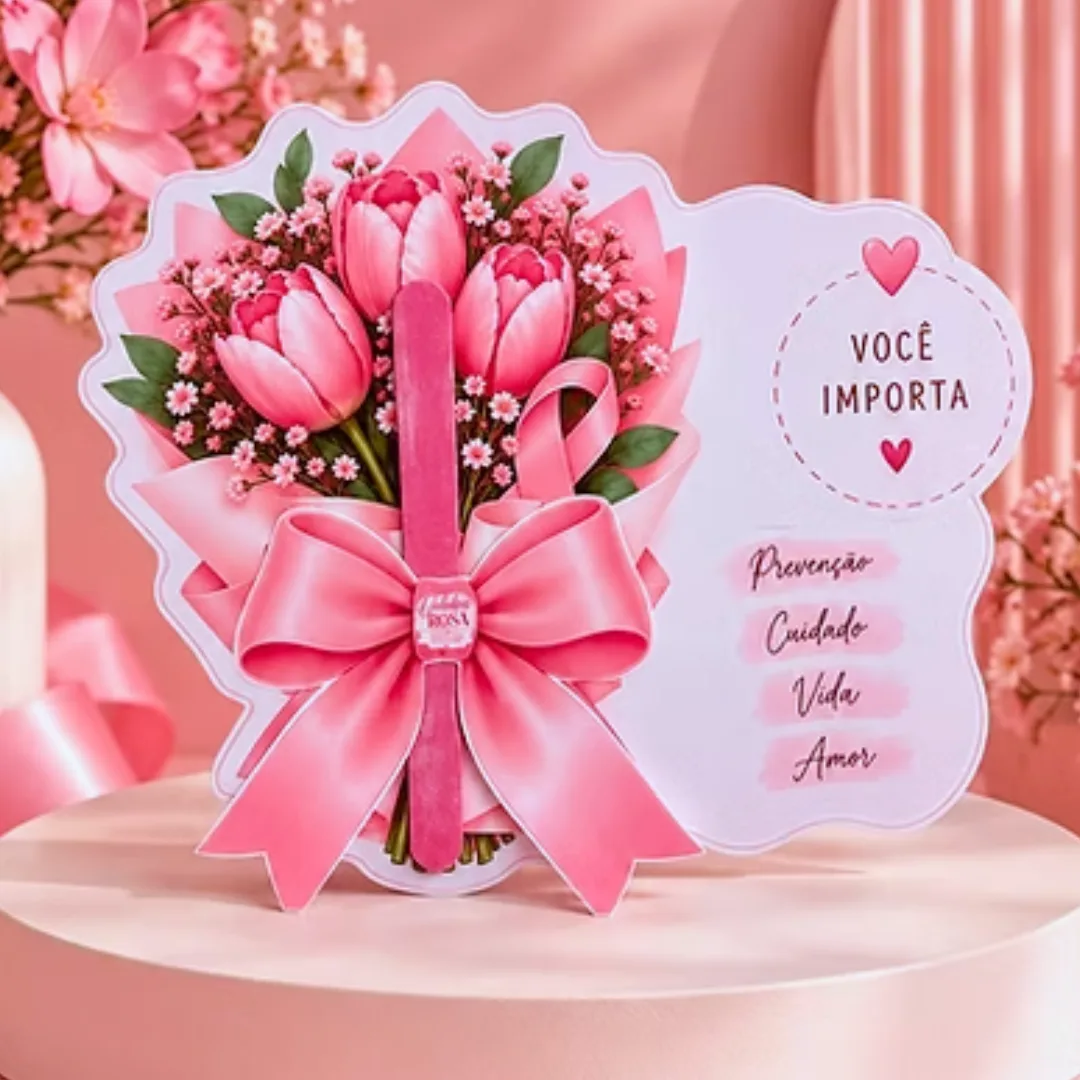 Mini lixa com card - Outubro rosa