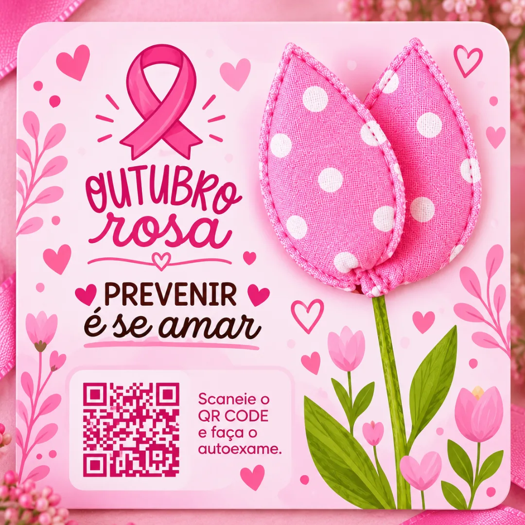 Card com Xuxinha com lacinho - Outubro Rosa